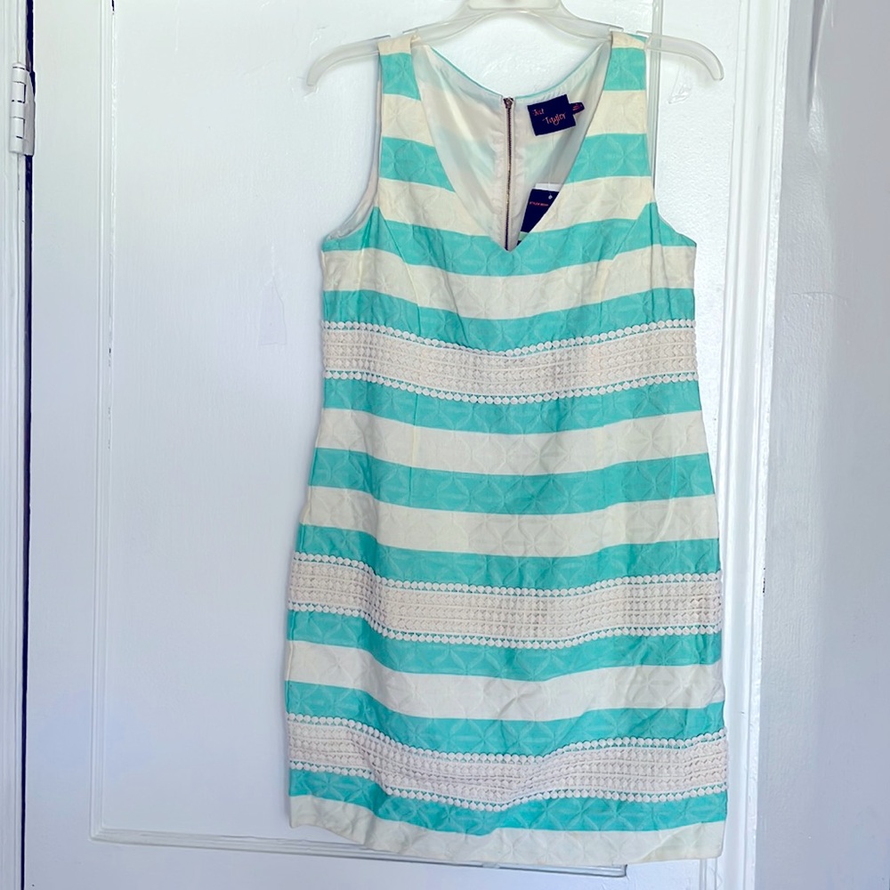 Turquoise and white Just Taylor work dress